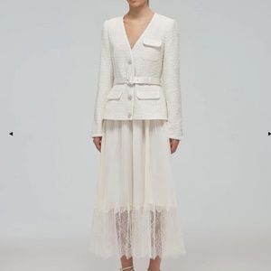 Self Portrait Boucle Layered Pleated Dress